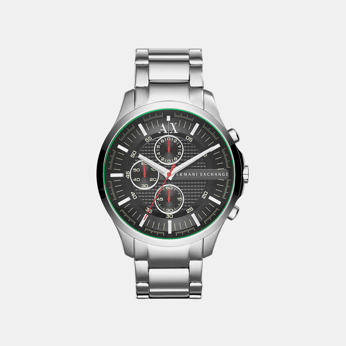Men Quartz Black Dial Chronograph Stainless Steel Watch AX2163