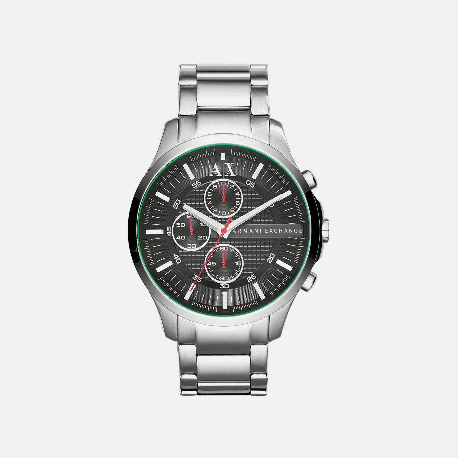 Men Quartz Black Dial Chronograph Stainless Steel Watch AX2163