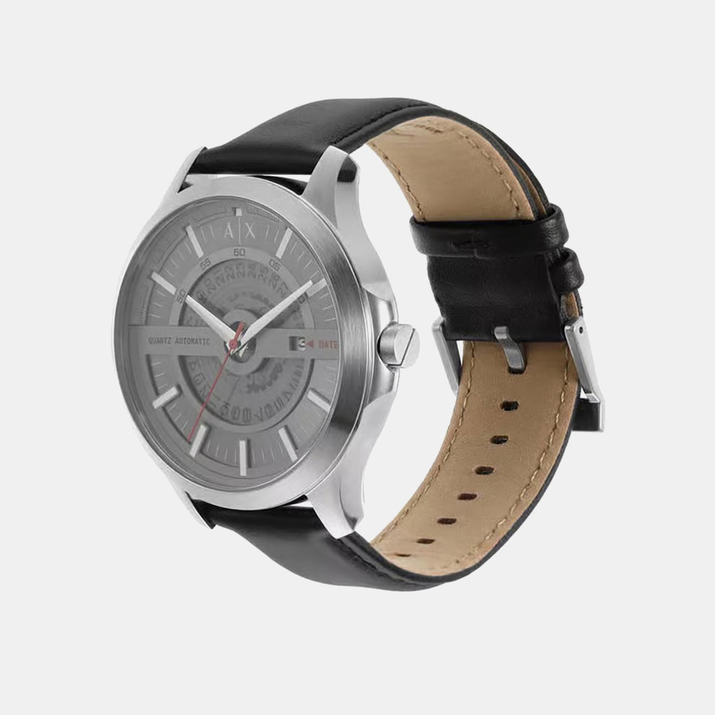 Men Automatic Grey Dial Analog Leather Watch AX2445