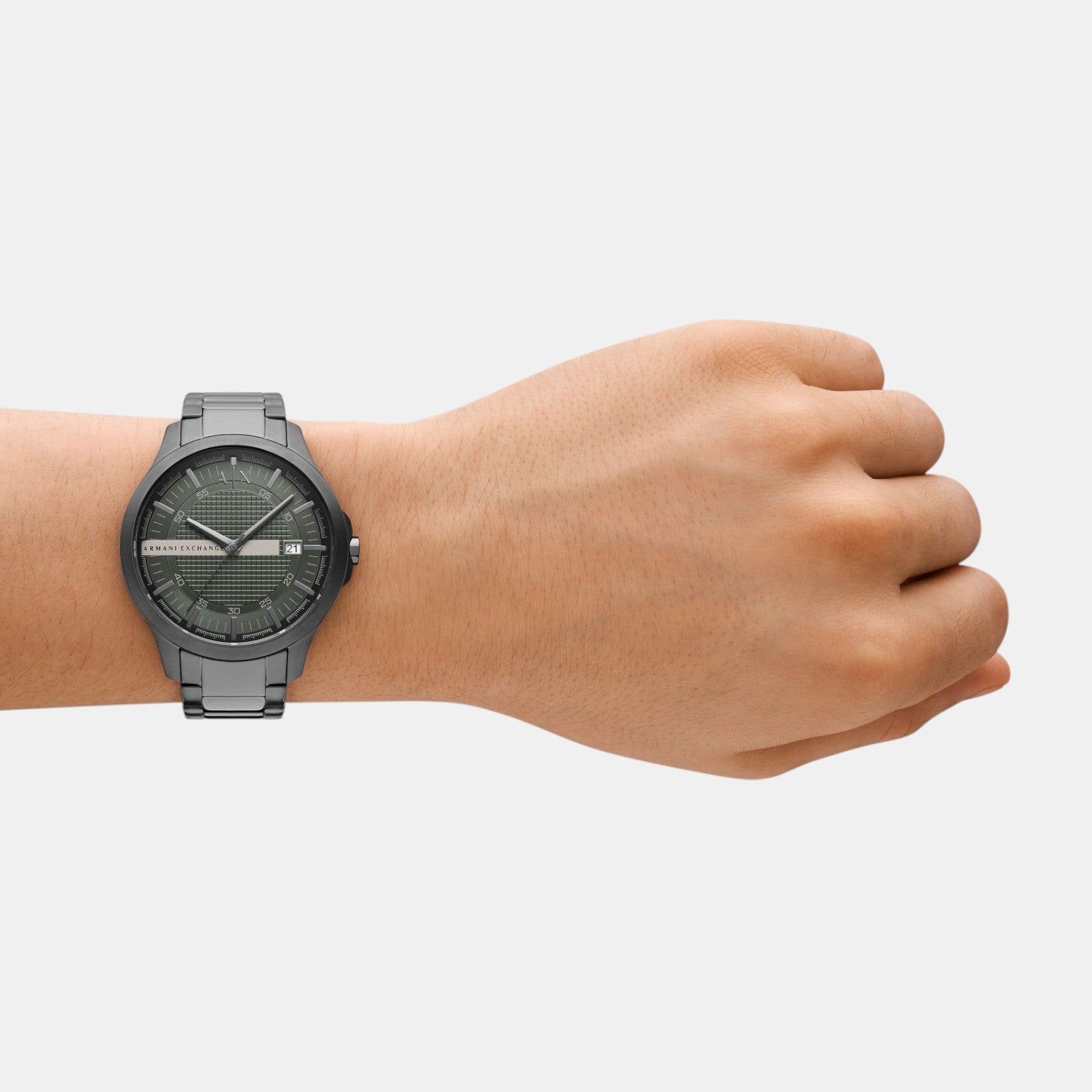 Na Men Quartz Green Dial Analog Stainless Steel Watch AX2455