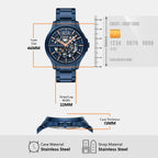 Men Automatic Blue Dial Analog Stainless Steel Watch AX2457