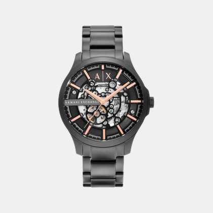 Men Automatic Black Dial Analog Stainless Steel Watch AX2458