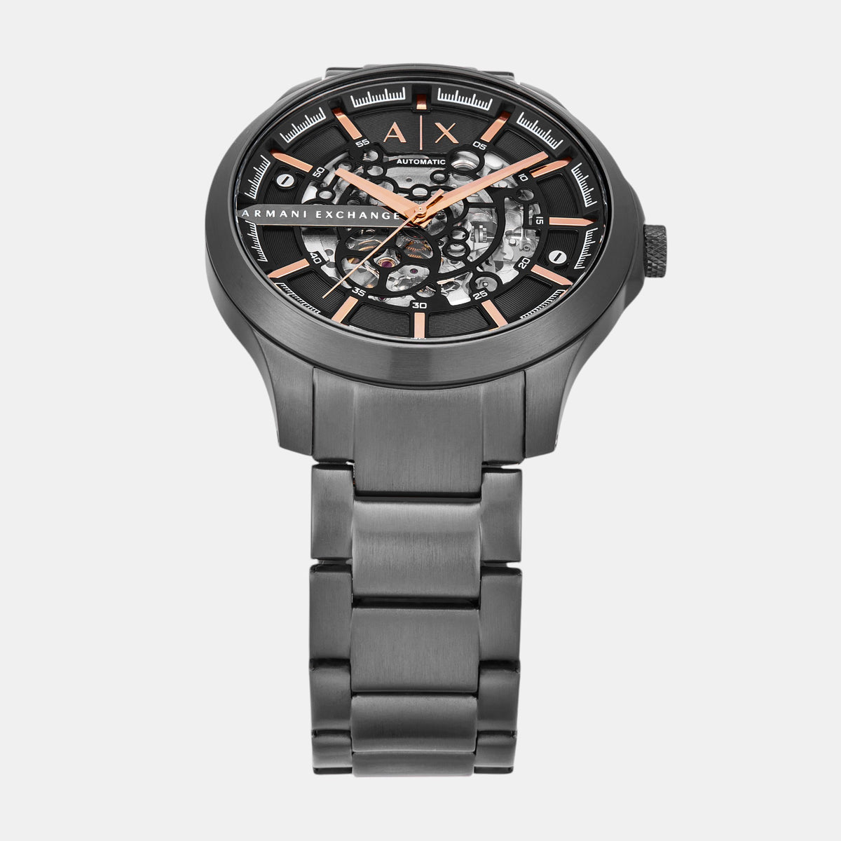 Men Automatic Black Dial Analog Stainless Steel Watch AX2458