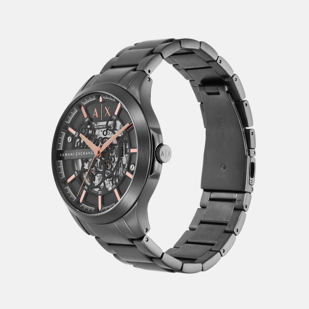 Men Automatic Black Dial Analog Stainless Steel Watch AX2458