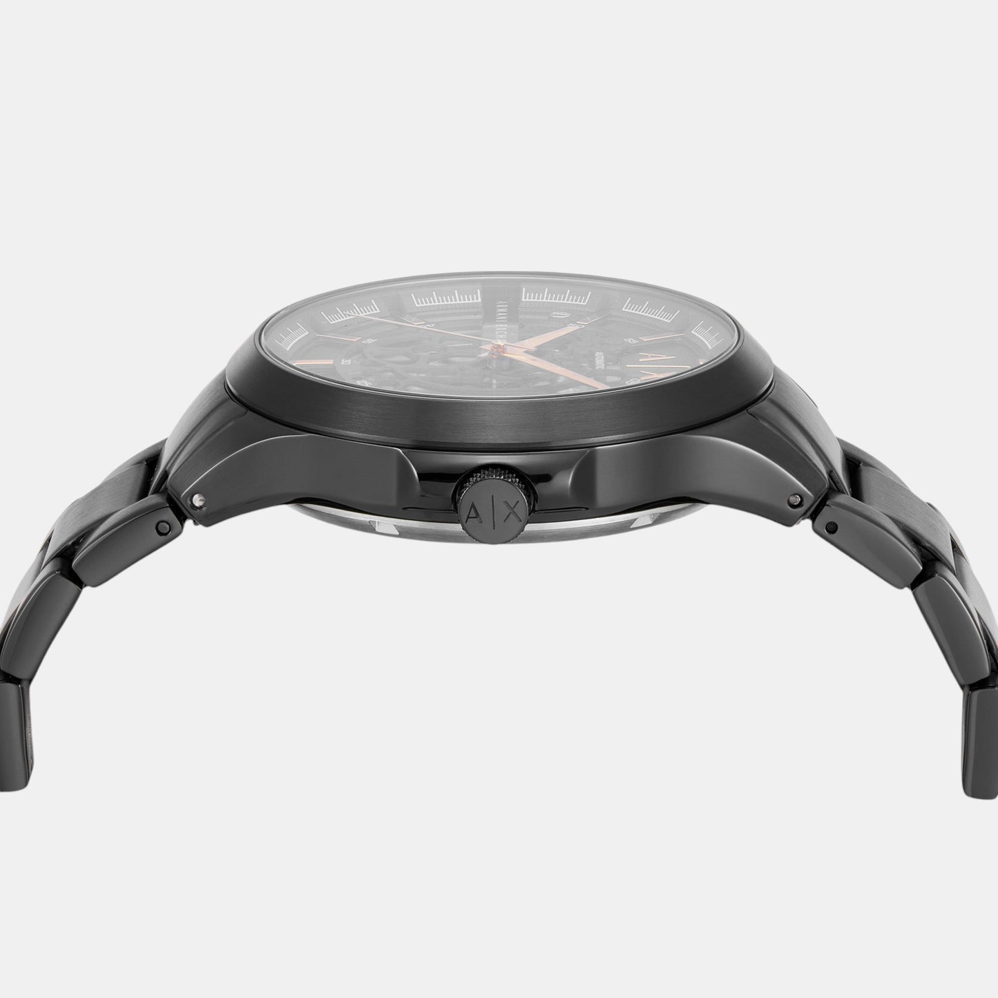 Na Men Automatic Black Dial Analog Stainless Steel Watch AX2458