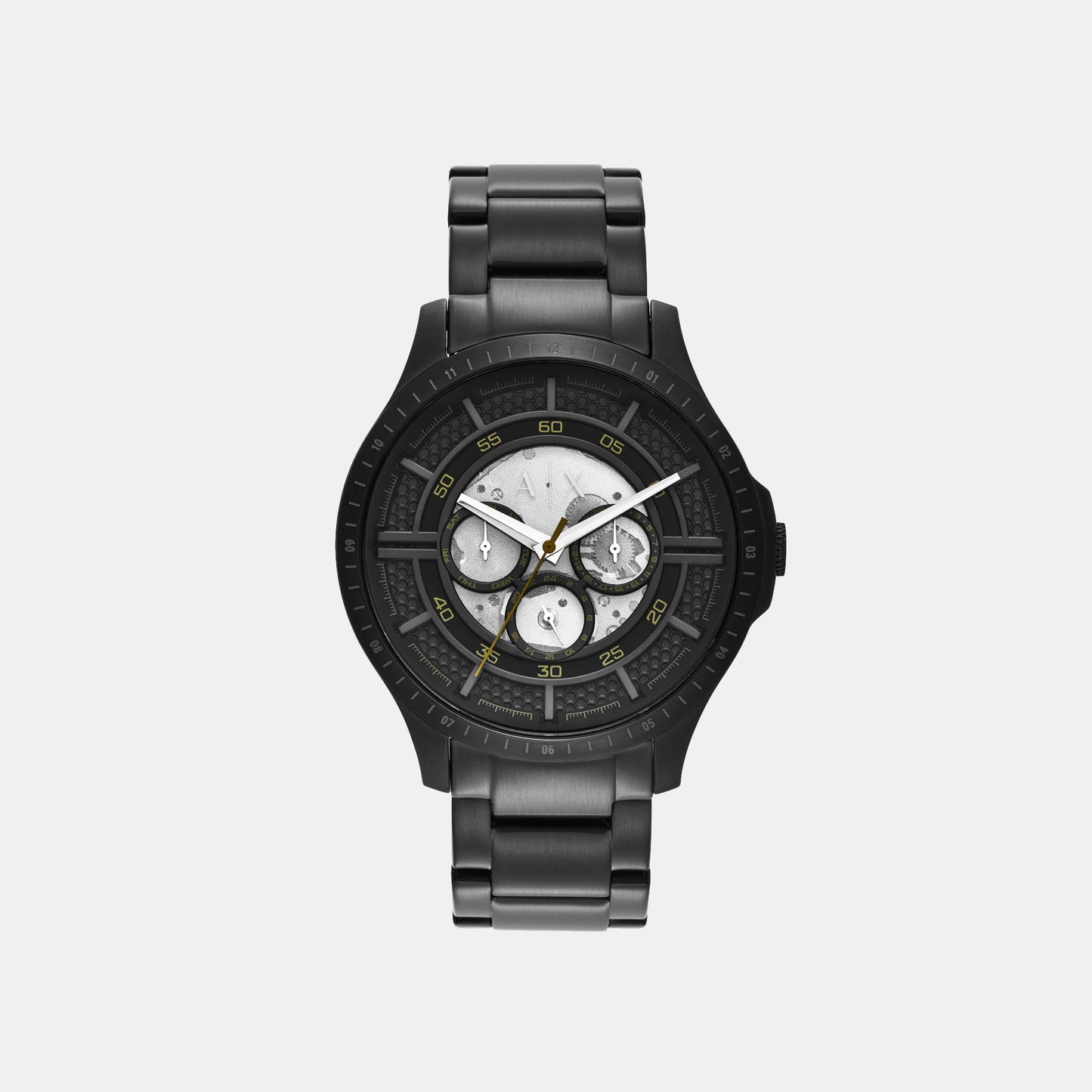 Men Quartz Black Dial Multi-Function Stainless Steel Watch AX2460