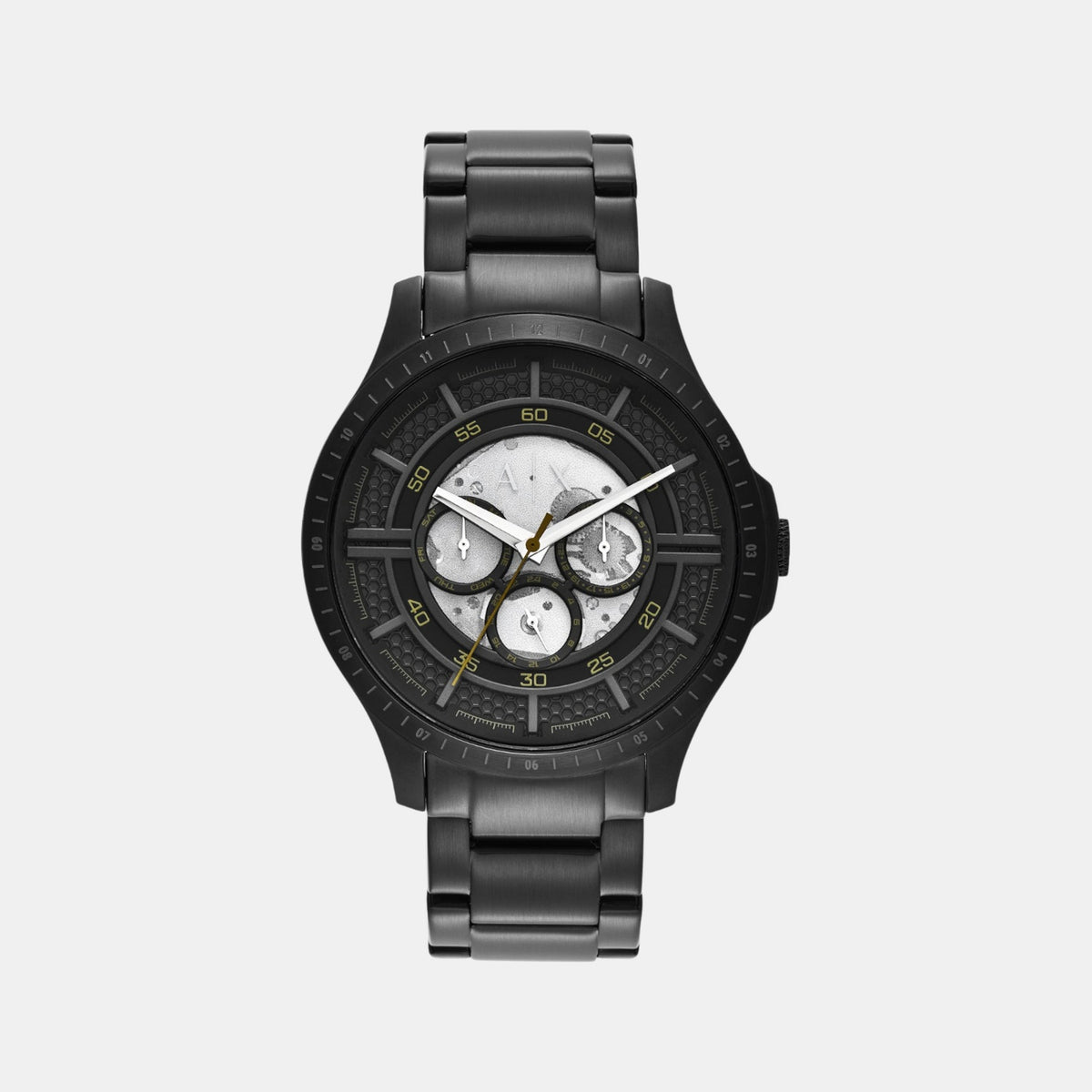 Men Quartz Black Dial Multi-Function Stainless Steel Watch AX2460