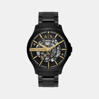 Men Mechanical Black Dial Analog Stainless Steel Watch AX2463
