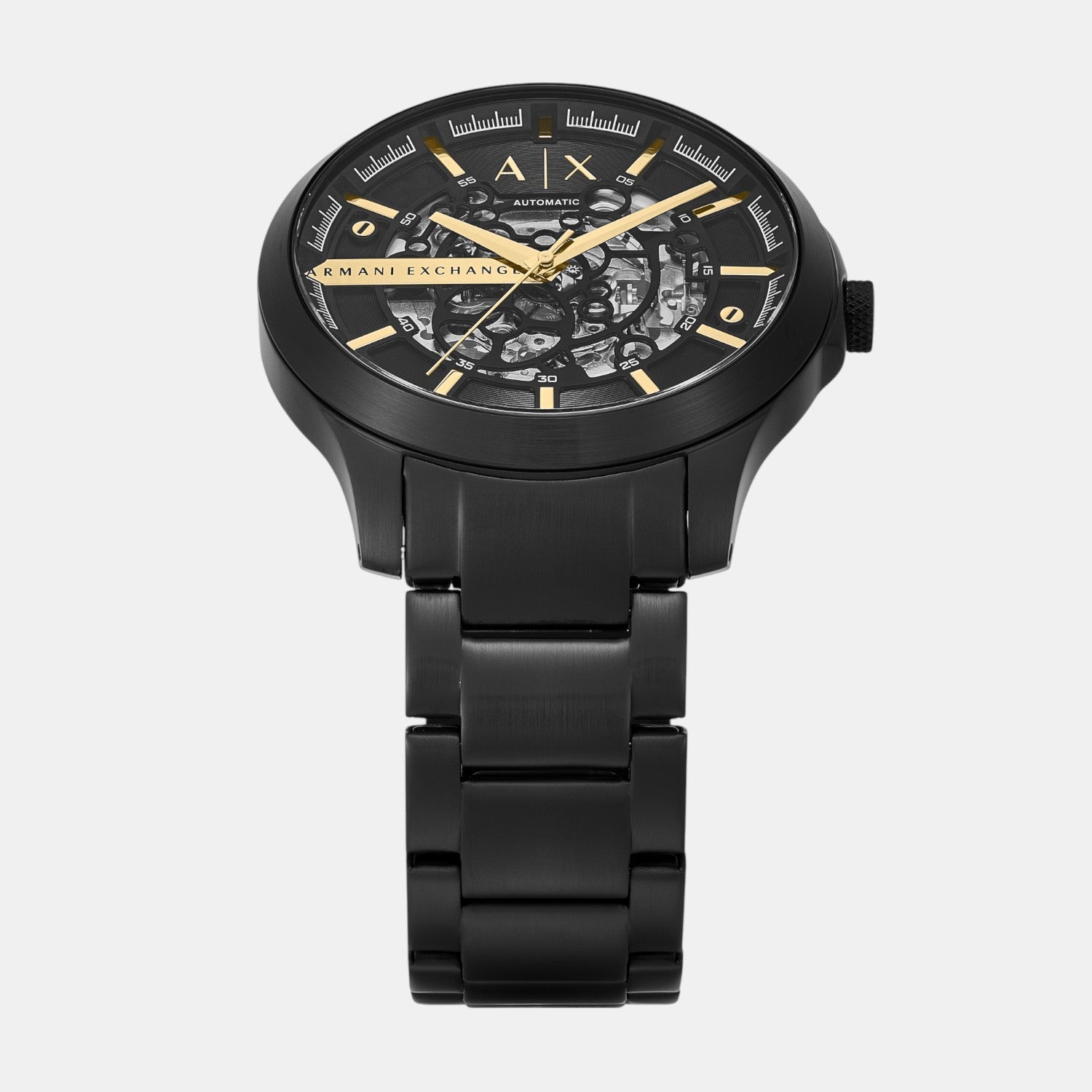 Men Mechanical Black Dial Analog Stainless Steel Watch AX2463