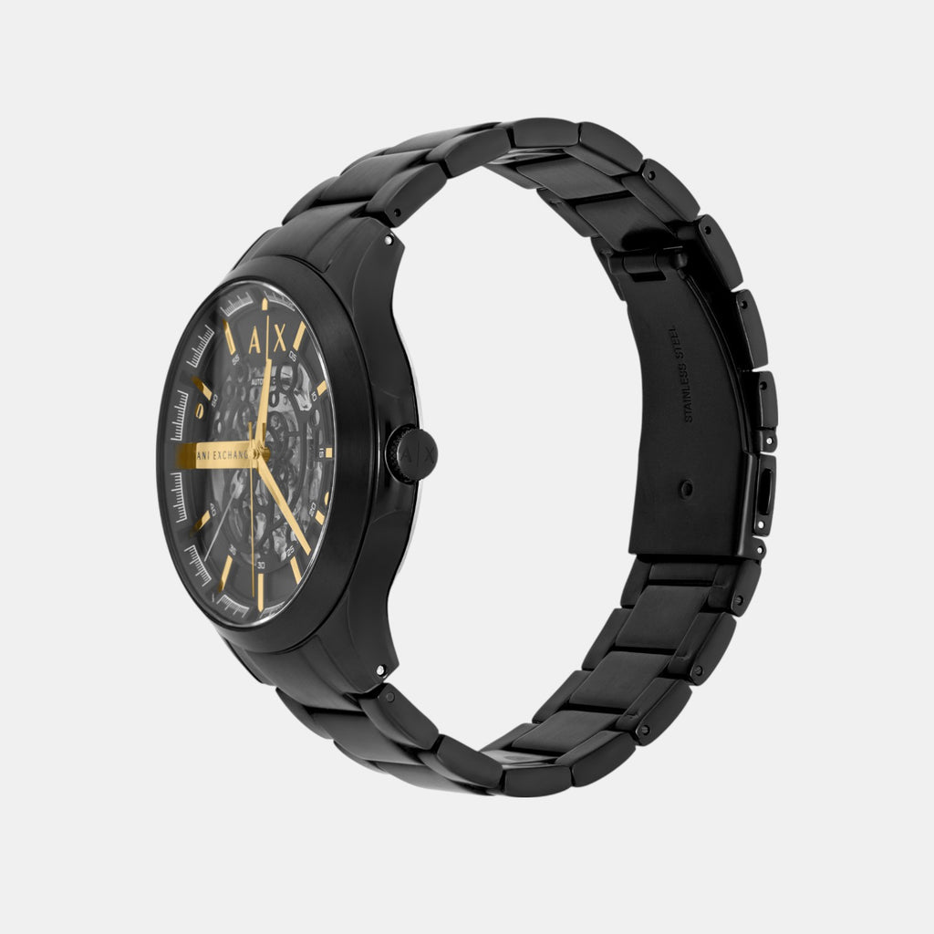 Men Mechanical Black Dial Analog Stainless Steel Watch AX2463