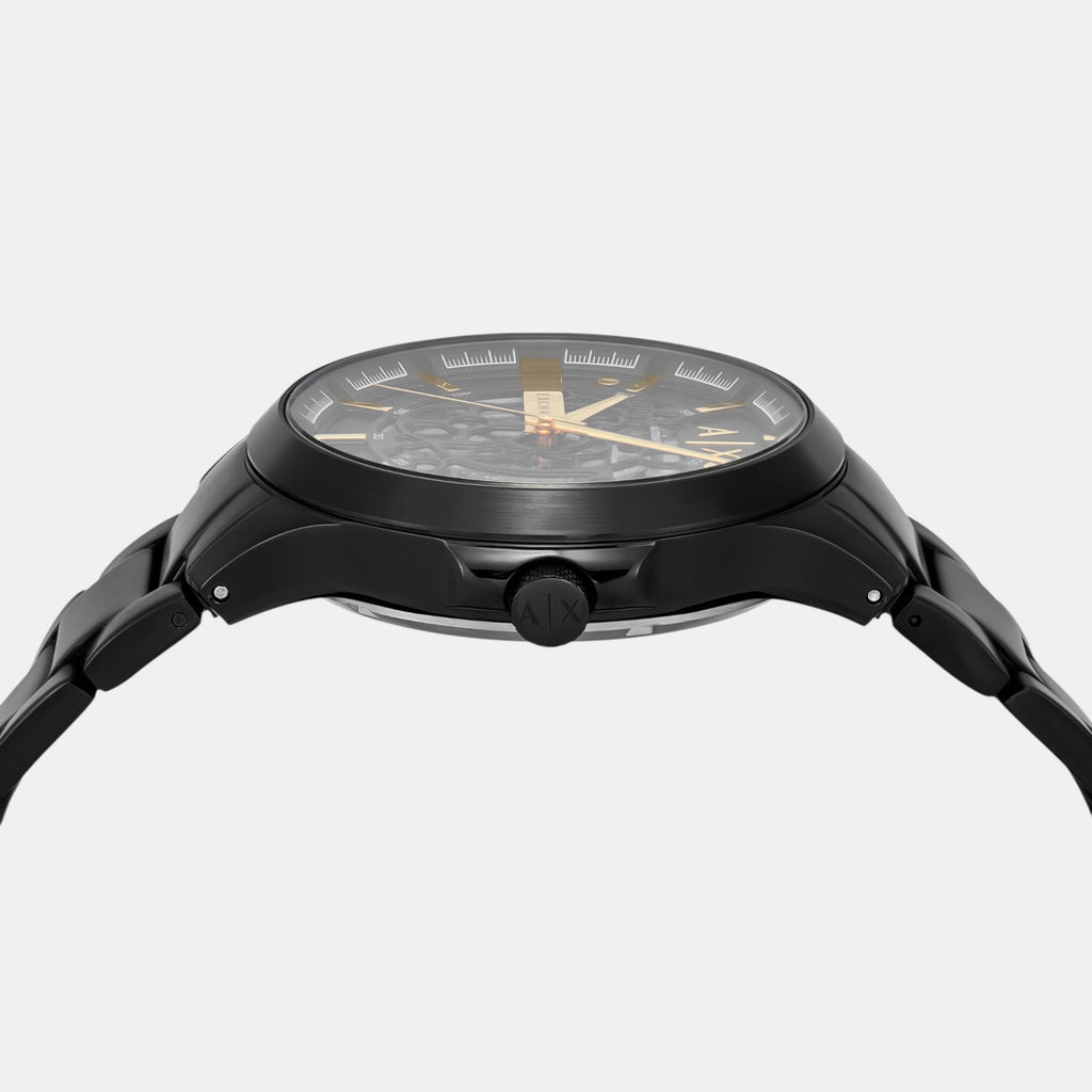 Men Mechanical Black Dial Analog Stainless Steel Watch AX2463