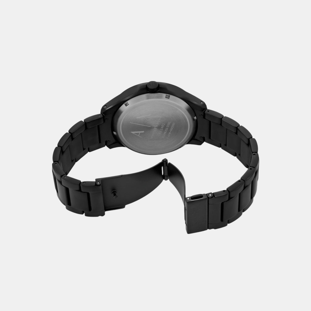 Men Mechanical Black Dial Analog Stainless Steel Watch AX2463