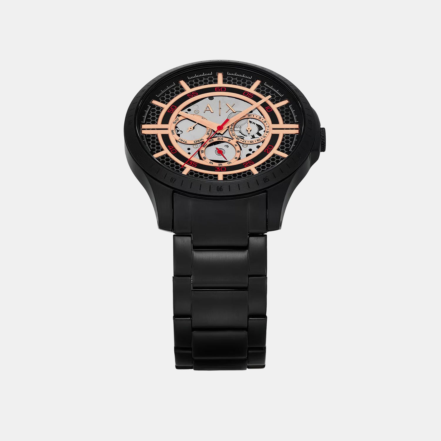 Men Quartz Black Dial Analog Stainless Steel Watch AX2465