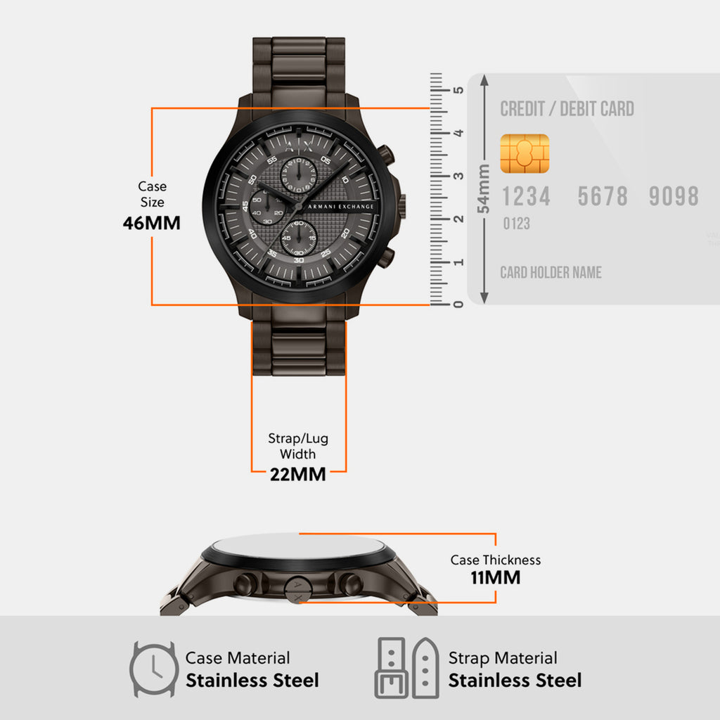 Men Quartz Brown Dial Chronograph Stainless Steel Watch AX2467