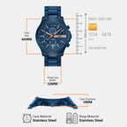 Men Quartz Blue Dial Chronograph Stainless Steel Watch AX2468