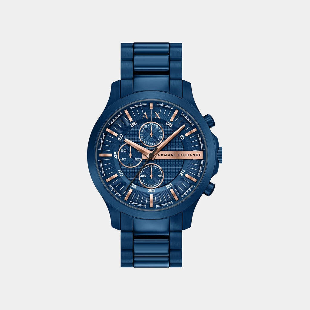 Men Quartz Blue Dial Chronograph Stainless Steel Watch AX2468