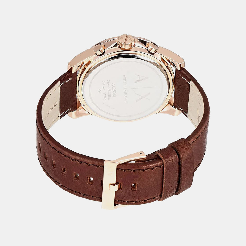 Outerbanks Men Quartz Blue Dial Chronograph Leather Watch AX2508