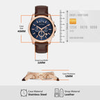 Men Quartz Blue Dial Chronograph Leather Watch AX2508I