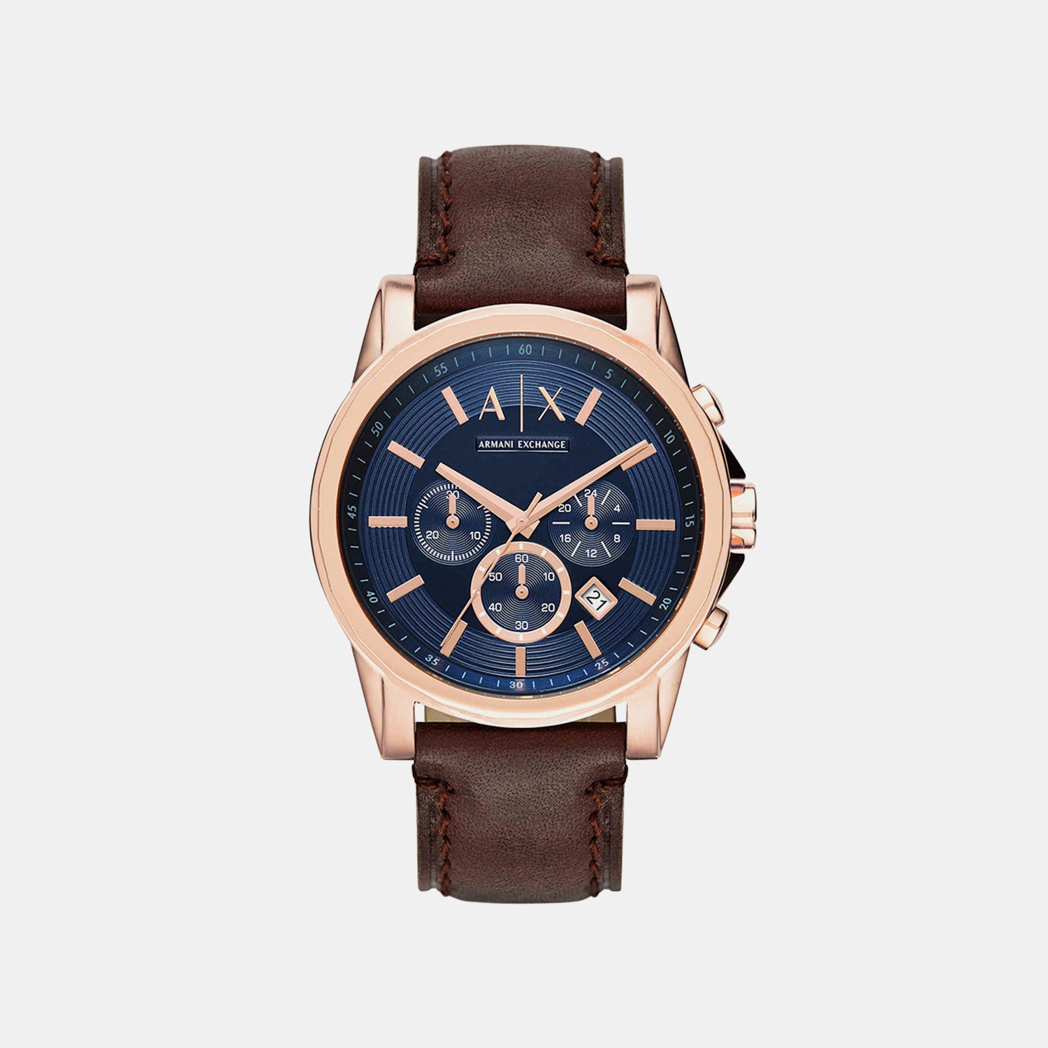 Outerbanks Men Quartz Blue Dial Chronograph Leather Watch AX2508