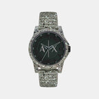 Na Men Quartz Green Dial Analog Silicone Watch AX2535