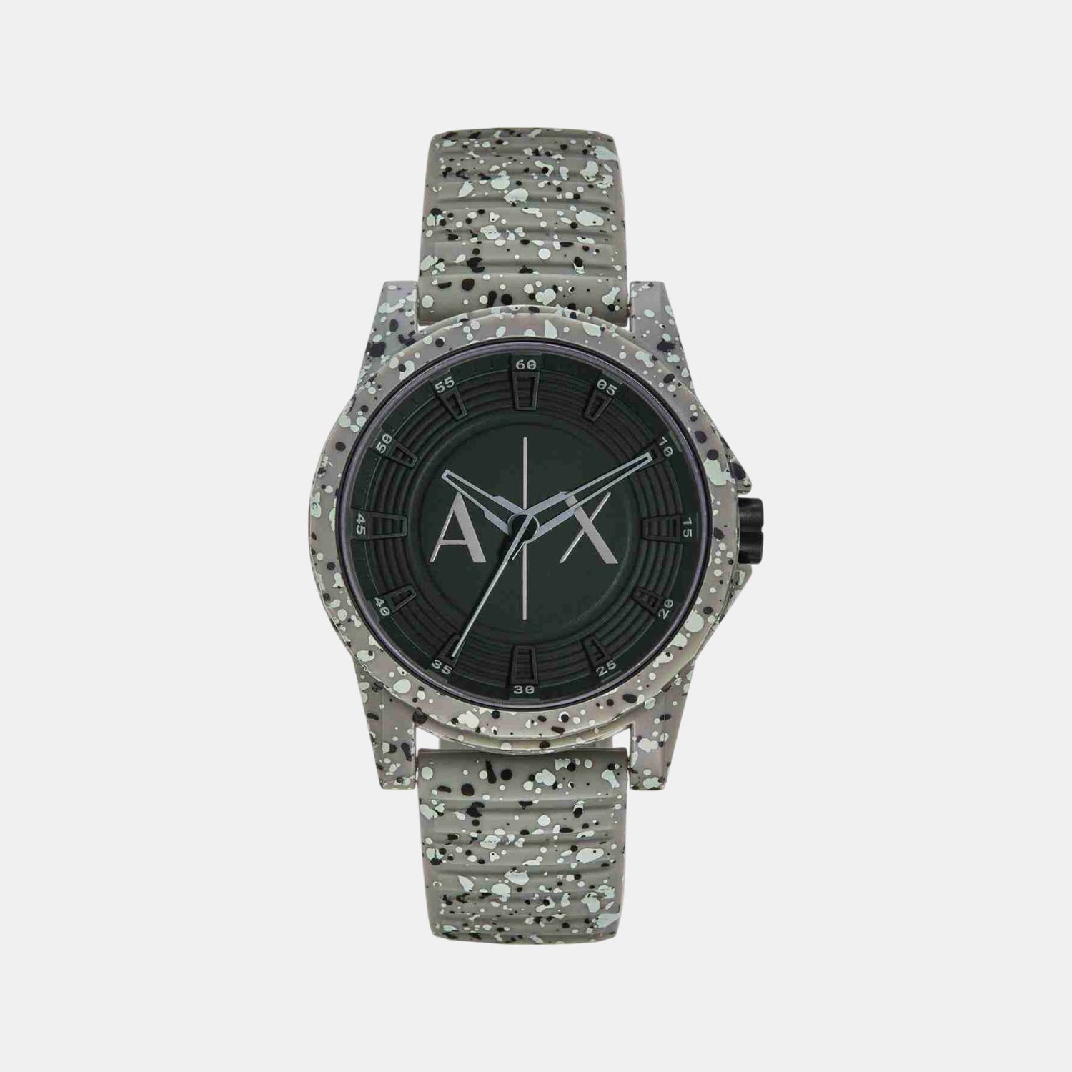 Na Men Quartz Green Dial Analog Silicone Watch AX2535