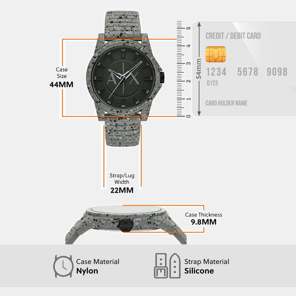 Na Men Quartz Green Dial Analog Silicone Watch AX2535