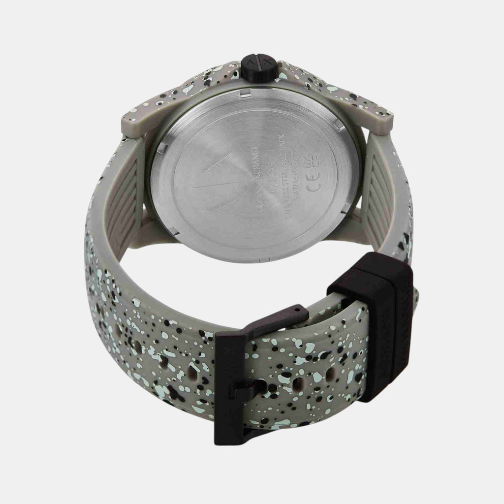 Na Men Quartz Green Dial Analog Silicone Watch AX2535