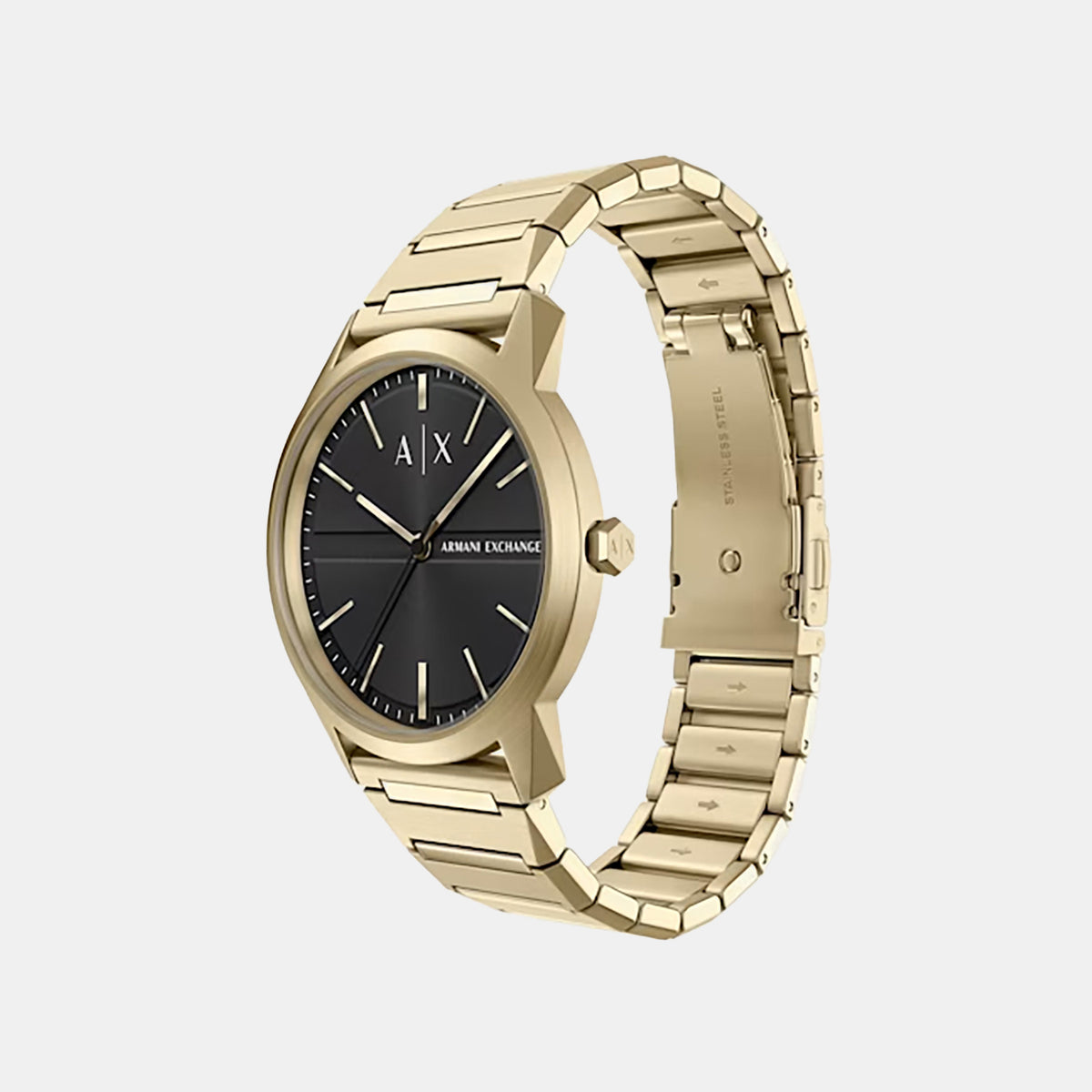 Men Quartz Black Dial Analog Stainless Steel Watch AX2650