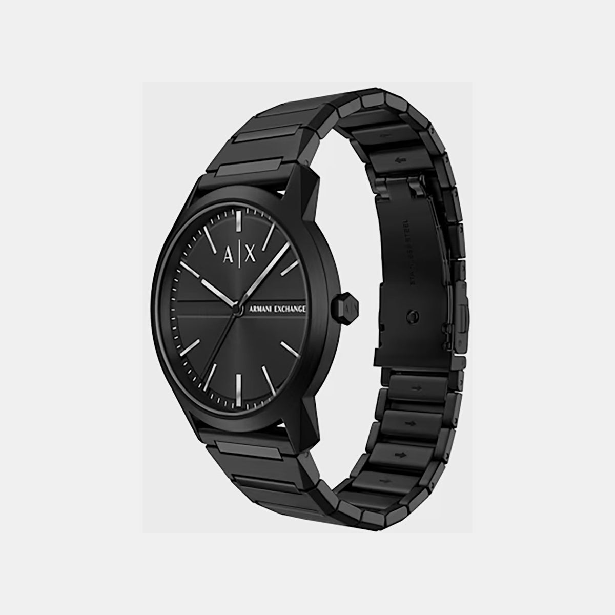 Men Quartz Black Dial Analog Stainless Steel Watch AX2651