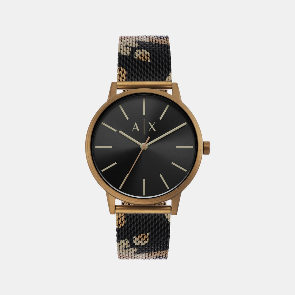 Na Men Quartz Black Dial Analog Stainless Steel Watch AX2754