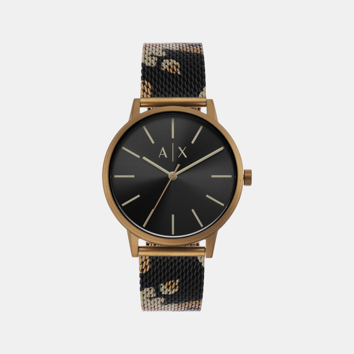 Men Quartz Black Dial Analog Stainless Steel Watch AX2754