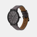 Men Quartz Grey Dial Analog Leather Watch AX2764