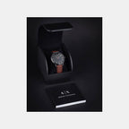 Men Quartz Grey Dial Analog Leather Watch AX2764