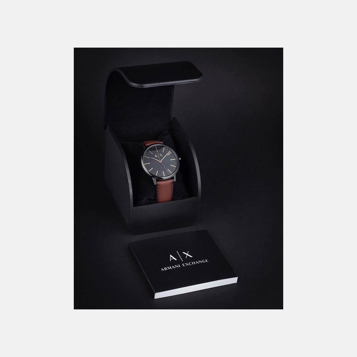 Men Quartz Grey Dial Analog Leather Watch AX2764