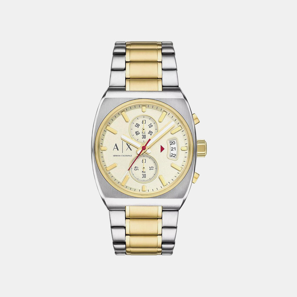 Men Quartz Cream Dial Analog Stainless Steel Watch AX2821