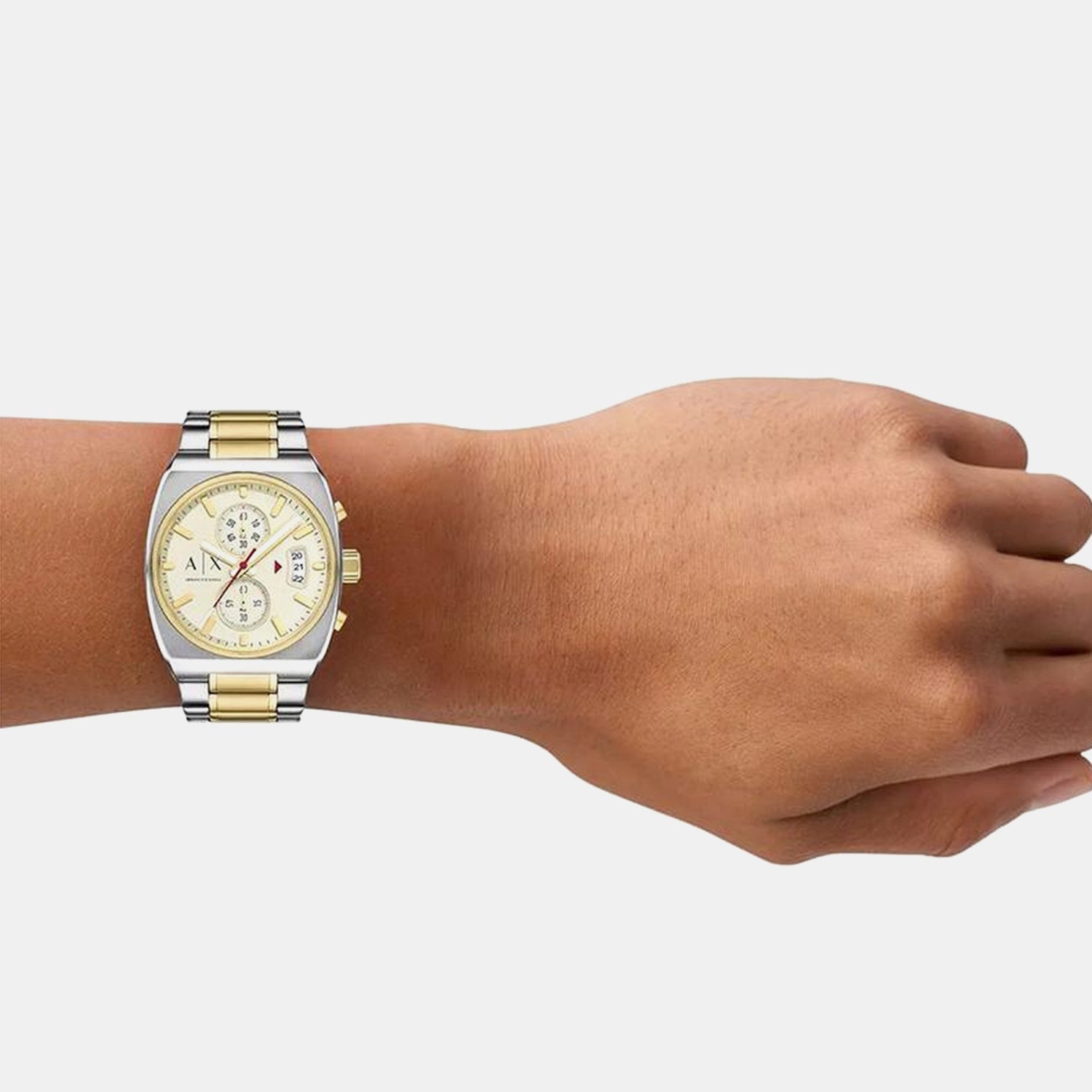 Men Quartz Cream Dial Analog Stainless Steel Watch AX2821