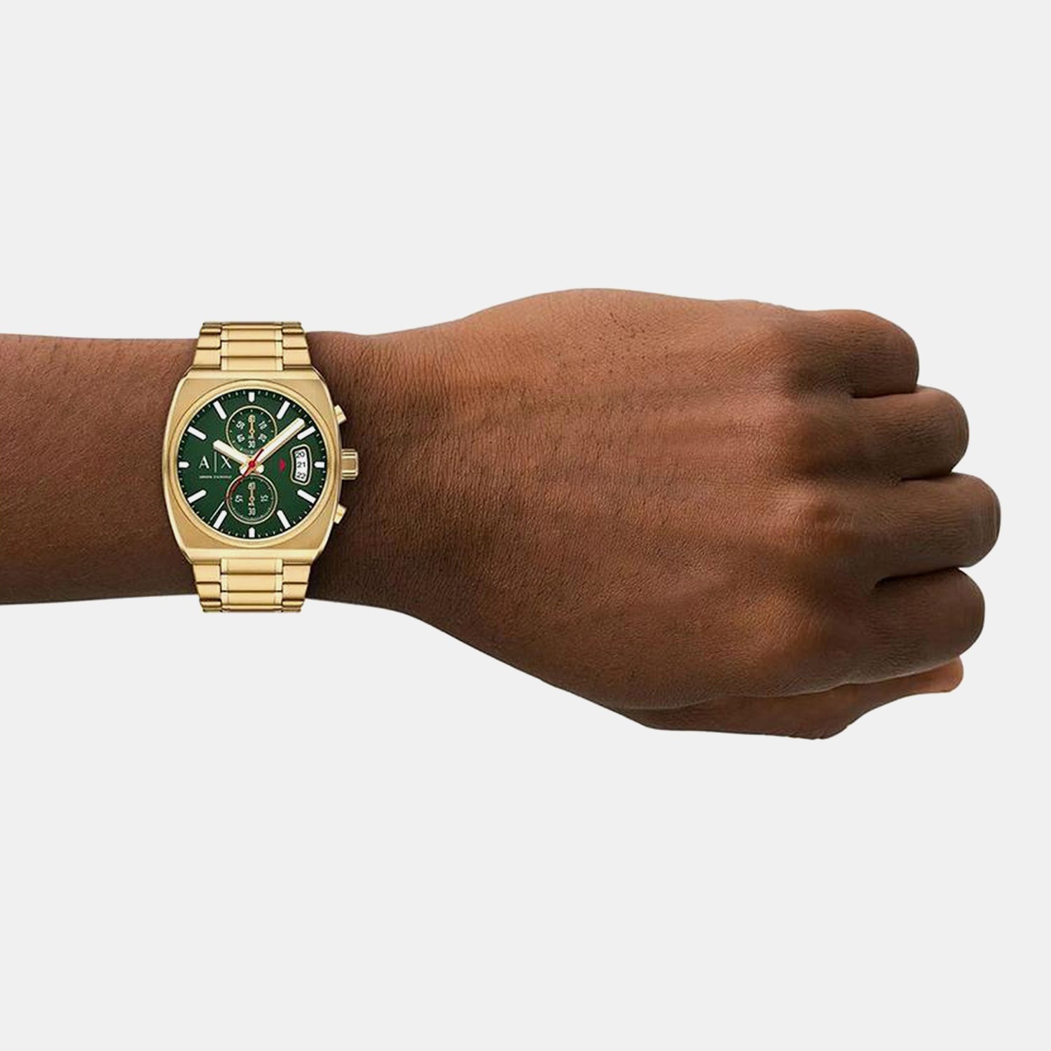 Men Quartz Green Dial Analog Stainless Steel Watch AX2822