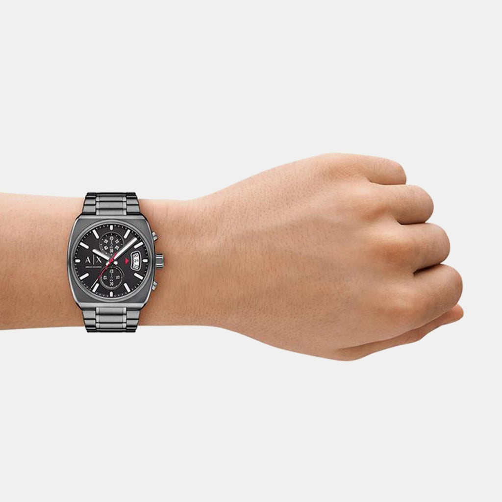 Men Quartz Black Dial Analog Stainless Steel Watch AX2823