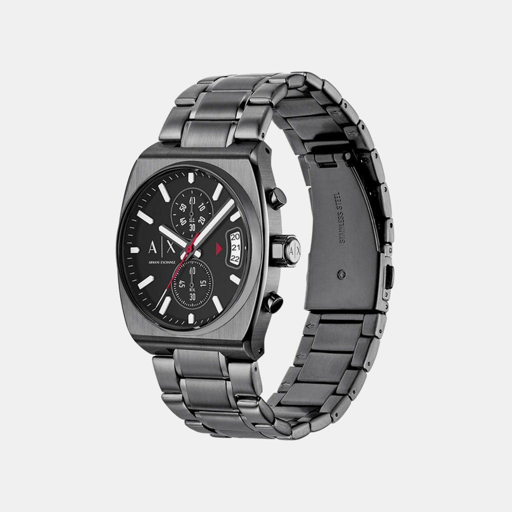 Men Quartz Black Dial Analog Stainless Steel Watch AX2823