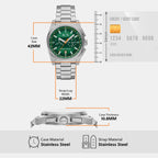 Men Quartz Green Dial Chronograph Stainless Steel Watch AX2862