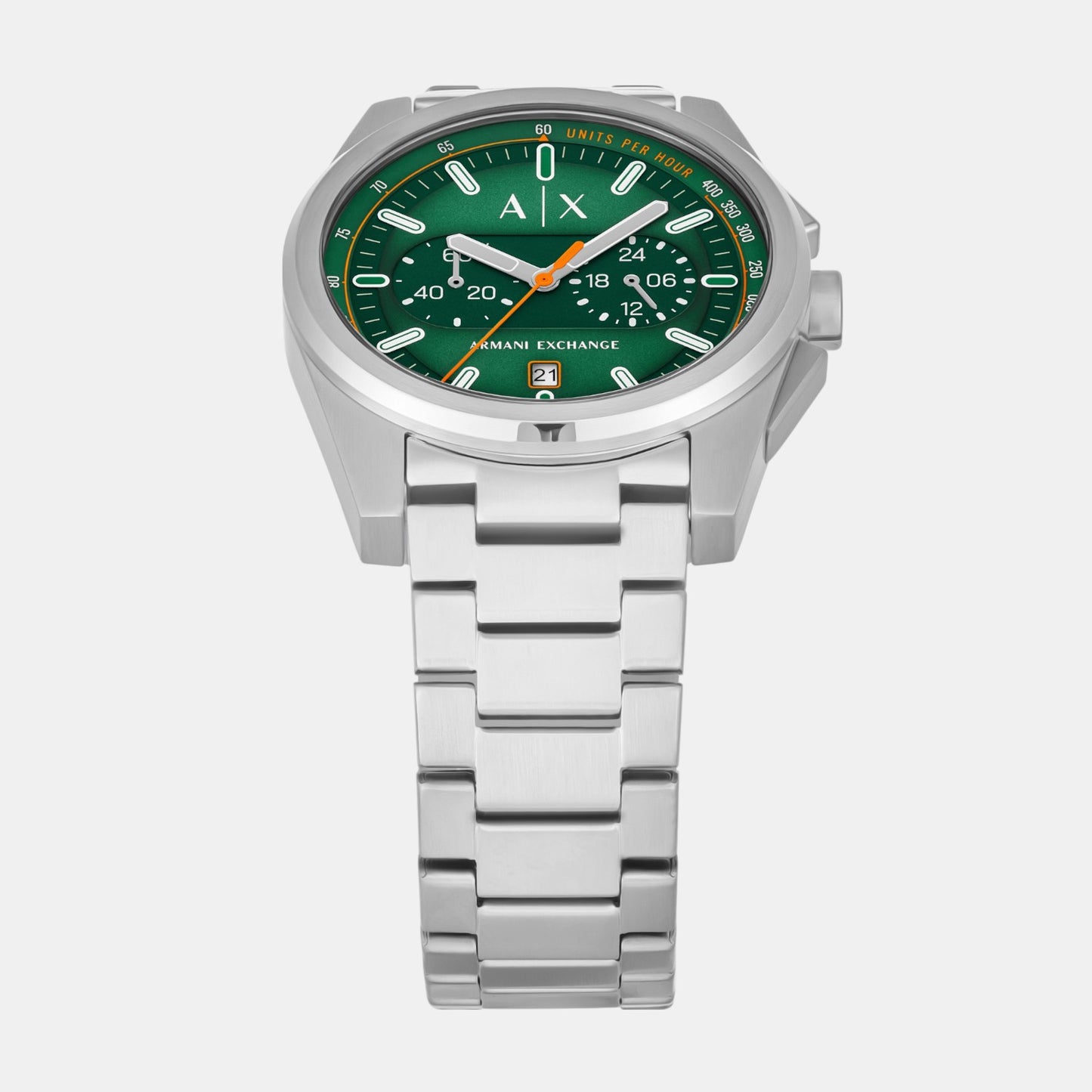 Men Quartz Green Dial Chronograph Stainless Steel Watch AX2862