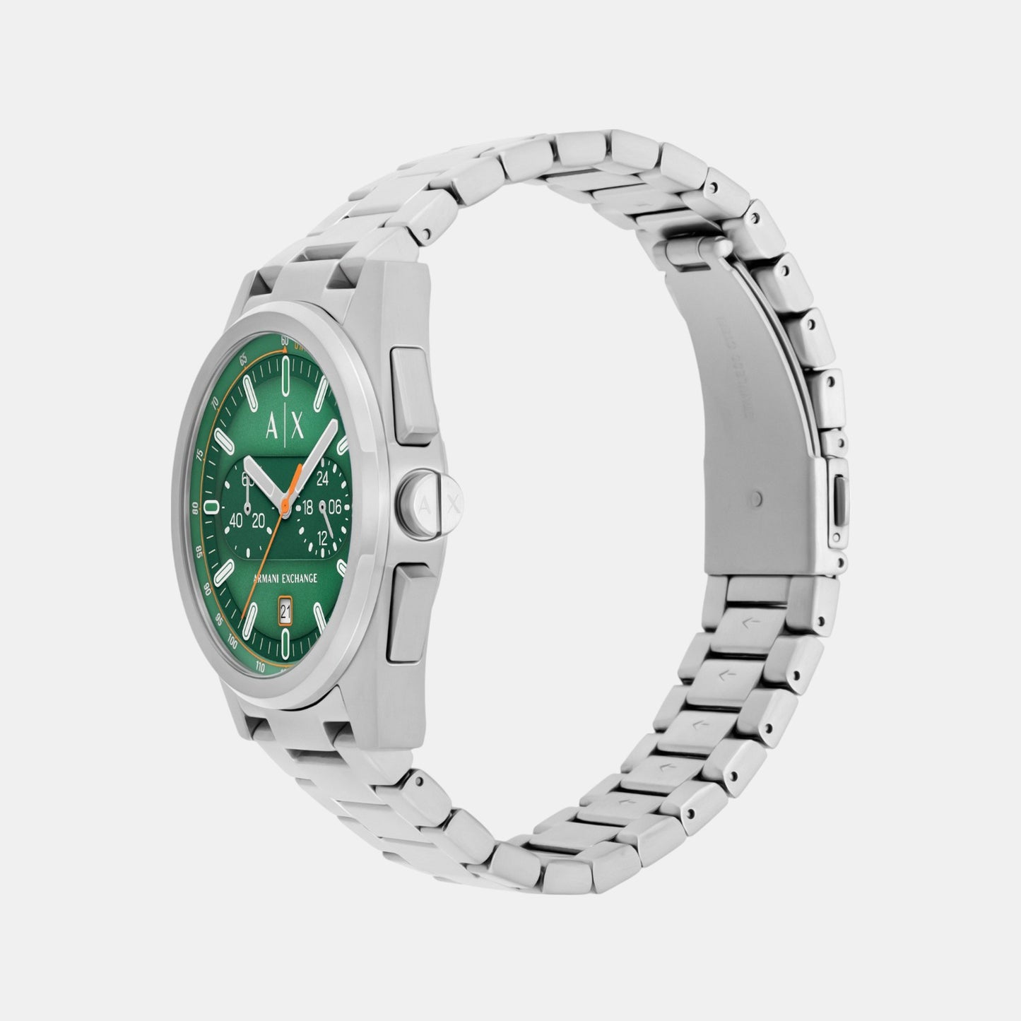Men Quartz Green Dial Chronograph Stainless Steel Watch AX2862
