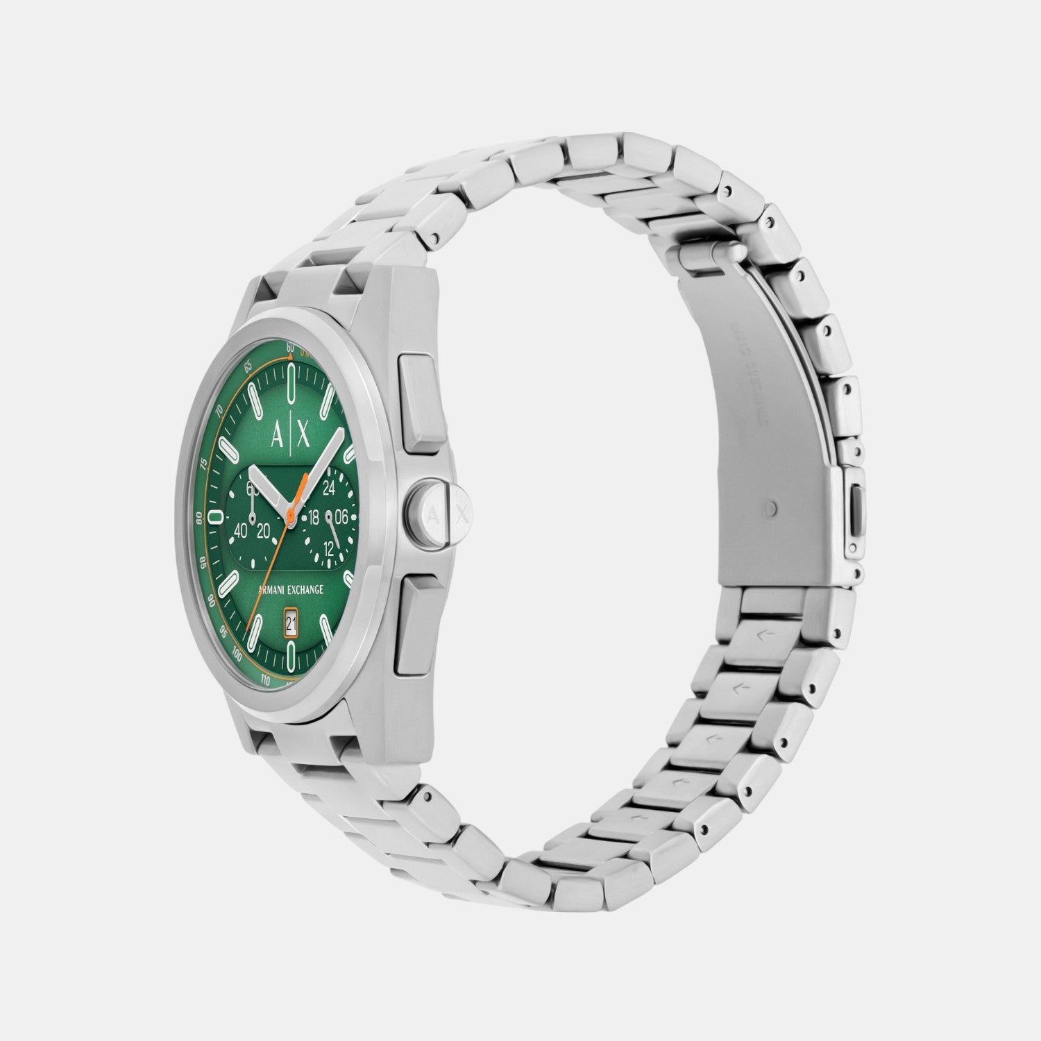 Men Quartz Green Dial Chronograph Stainless Steel Watch AX2862