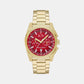 Men Quartz Red Dial Chronograph Stainless Steel Watch AX2863