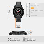 Men Quartz Black Dial Chronograph Stainless Steel Watch AX2864