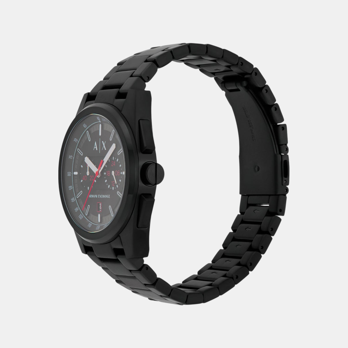 Men Quartz Black Dial Chronograph Stainless Steel Watch AX2864