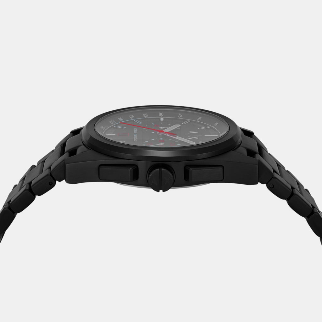 Men Quartz Black Dial Chronograph Stainless Steel Watch AX2864