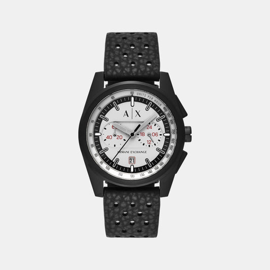 Men Quartz Grey Dial Chronograph Rubber Watch AX2865