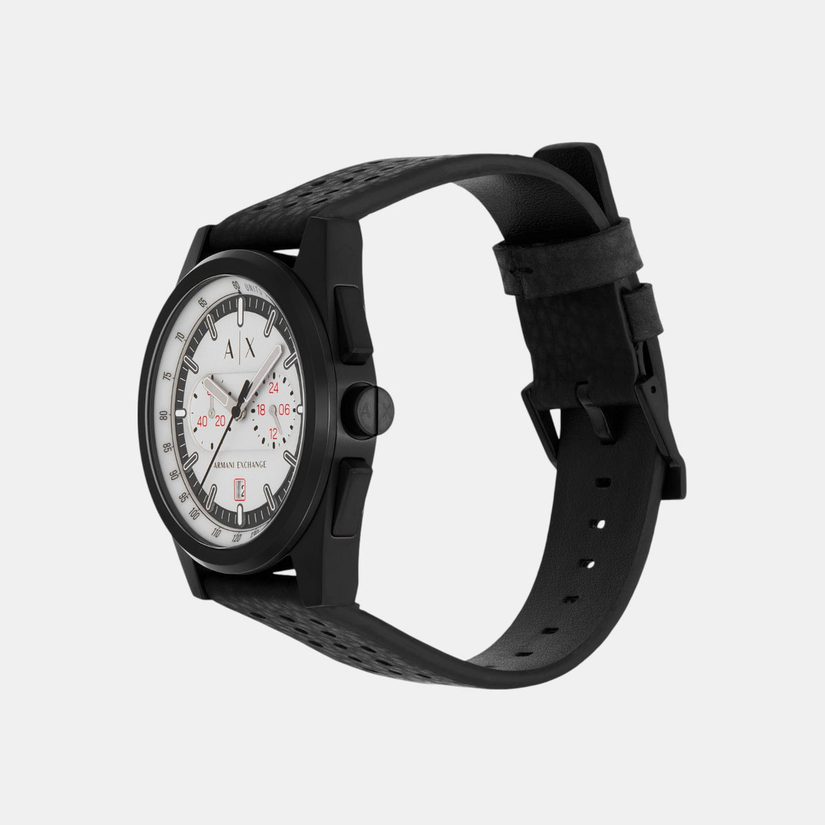 Men Quartz Grey Dial Chronograph Rubber Watch AX2865