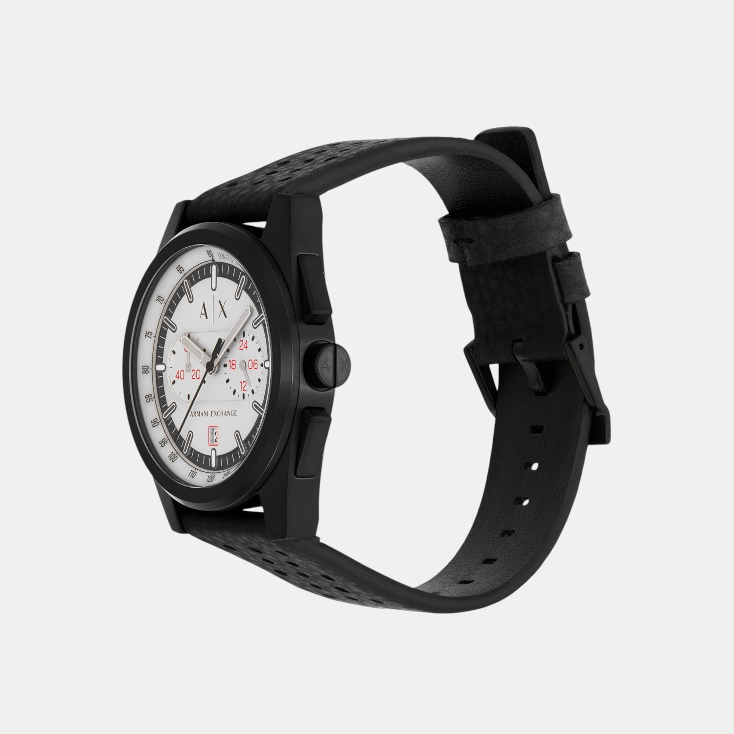 Men Quartz Grey Dial Chronograph Rubber Watch AX2865